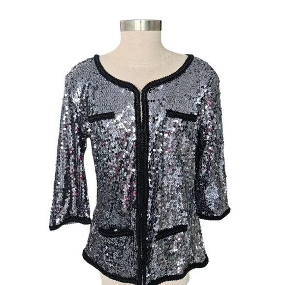 IMAN  Silver Tone Sequins Evening Women's Blazer - Picture 9 of 9